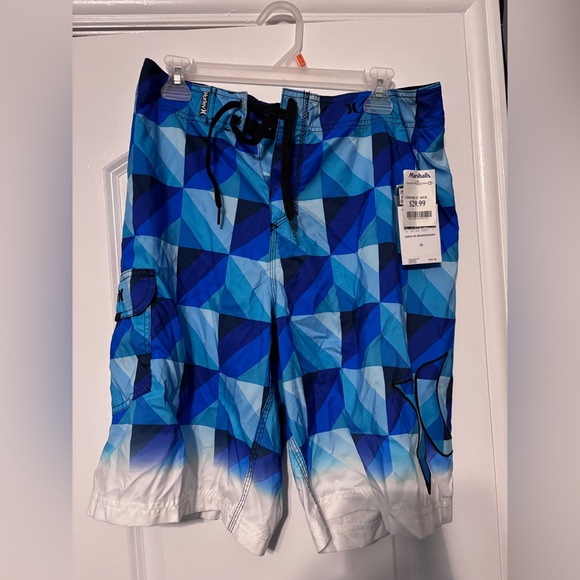 Hurley Other - NWT Men's Blue Geometric Swim Trunks - Hurley NWT